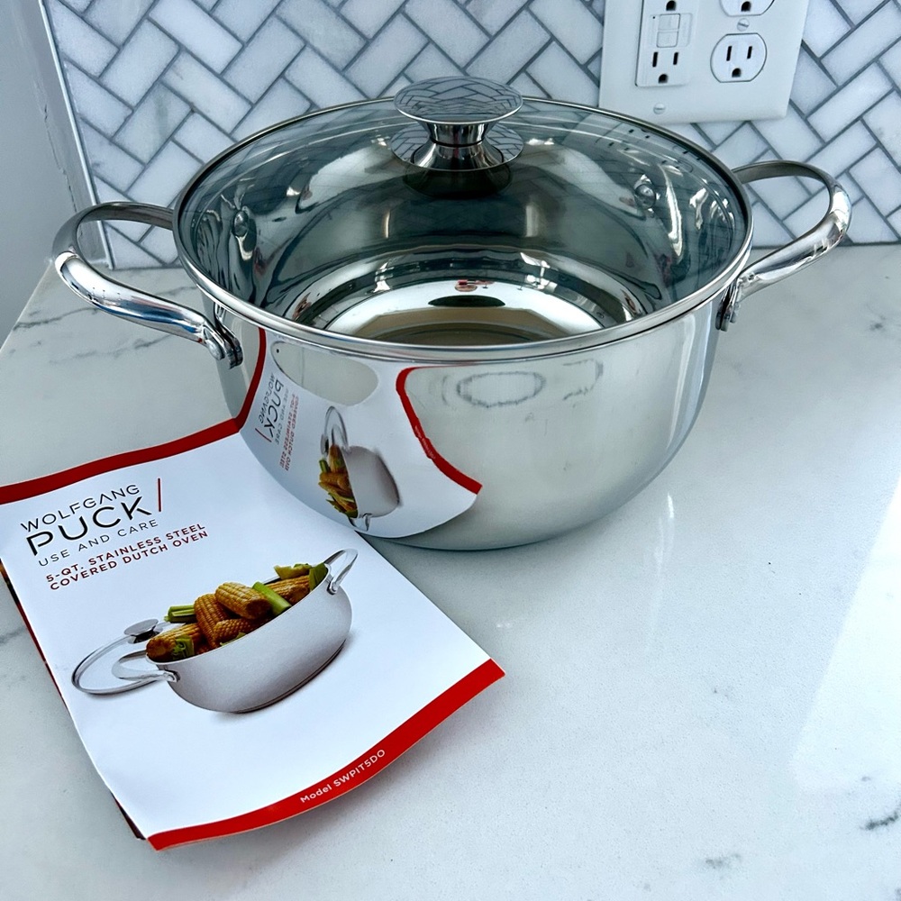 Wolfgang Puck Stainless Steel 5Qt Dutch Oven - Stainless Steel & glass lid